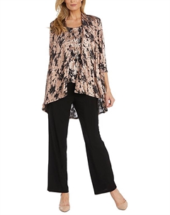 Женский костюм из полиэстера с металлическим блеском на одну пуговицу, черный/розовый R&m richards