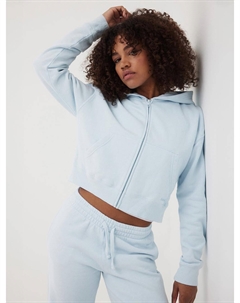 Женская укороченная толстовка с капюшоном Whitley Eco-Fleece на молнии, цвет ice blue Bench
