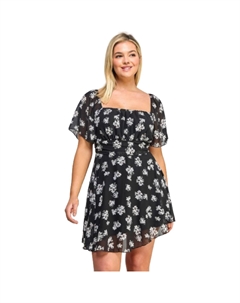 Платье большого размера с цветочным принтом из шифона, черный Fashnzfab