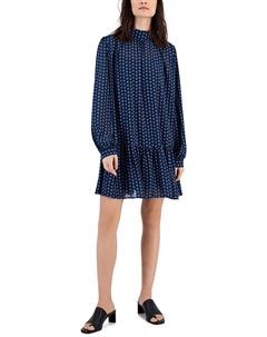 Женское платье-трапеция из полиэстера с принтом, синий Hugo