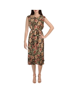Женское платье-трапеция с цветочным принтом длиной до середины голени, коричневый Lauren ralph lauren