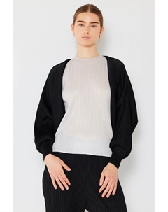 Кардиган-болеро с плиссированными рукавами-фонариками в рубчик, черный Fashnzfab