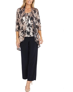 Женский костюм из полиэстера с металлическим блеском на одну пуговицу, темно-синий/розовый R&m richards