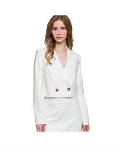 Укороченный блейзер на пуговицах, белый Fashnzfab