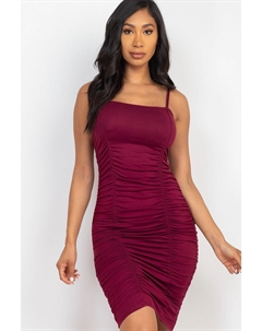 Мини-платье с двойной сборкой спереди и сборкой сзади, цвет burgundy Fashnzfab