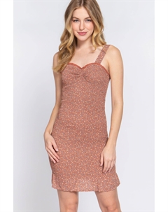 Платье-комбинация с дымчатым принтом по всей поверхности, цвет terracotta Fashnzfab