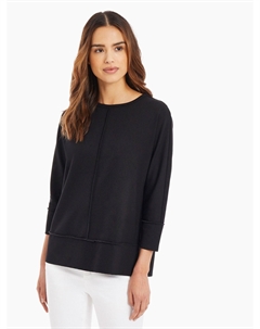 Туника «летучая мышь» с отделкой швом, цвет jones black Jones new york
