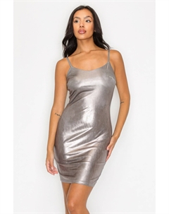 Мини-платье с круглым вырезом из фольги, серый Fashnzfab