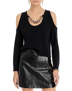 Женский свитер-пуловер Indy с открытыми плечами и цепочкой, черный L'agence