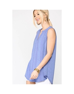 Туника без рукавов с кружевной отделкой и круглым подолом, цвет denim blue Fashnzfab