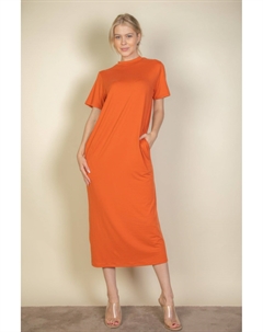 Женское платье-футболка с боковыми карманами, цвет mango Fashnzfab