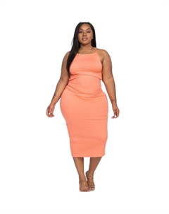 Плюс Открытая Спина Criscross Макси Модное Платье, цвет flamingo Fashnzfab