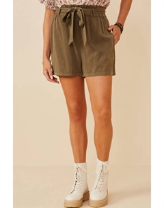 Шорты Tencel Paperbag в оливковом цвете Hayden la