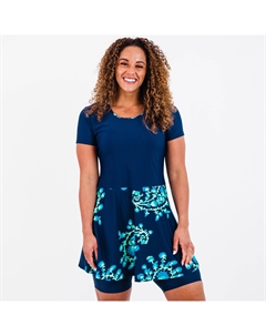 Женское винтажное платье для плавания с коротким рукавом, цвет barbados blue/navy Calypsa