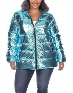 Плюс Женская куртка-пуховик из искусственного меха для холодной погоды, цвет mint White mark