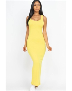 Женское однотонное базовое макси-платье, желтый Fashnzfab