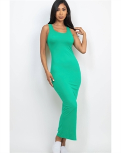 Женское однотонное базовое макси-платье, зеленый Fashnzfab