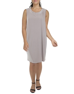 Плюс Женское Коктейльное Платье Без Рукавов С Кружевной Отделкой, серо-коричневый R&m richards