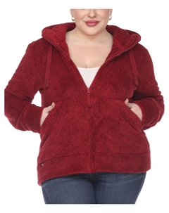 Плюс Женская флисовая куртка с капюшоном Sherpa, красный White mark