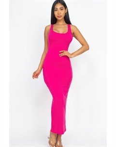 Женское однотонное базовое макси-платье, фуксия Fashnzfab