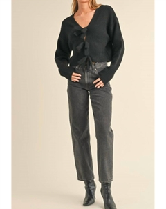 Свитер с бантом из ленты черного цвета Mable