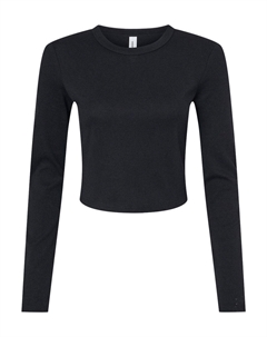 Женская футболка с длинными рукавами и микрорубчиком для малышей, цвет solid black blend Bella+canvas