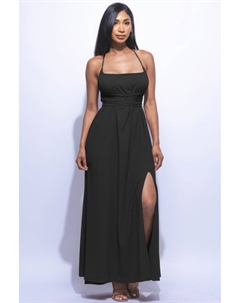 Платье макси с боковым разрезом, черный Fashnzfab