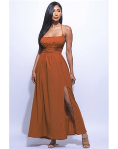 Платье макси с боковым разрезом, цвет mocha Fashnzfab