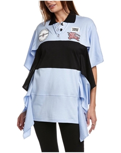 Рубашка поло с шелковой отделкой, синий Burberry