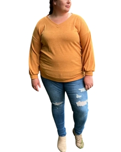 Туника большого размера с V-образным вырезом оранжевого цвета Reb and j
