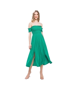 Струящееся платье с открытыми плечами, зеленый Fashnzfab