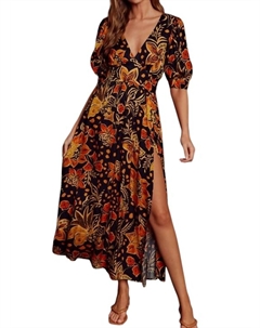 Платье макси с разрезом Heavenly Surplice черного/многоцветного цвета Dress forum