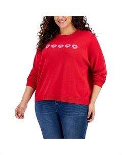 Плюс Женский свитер с круглым вырезом и принтом, цвет scarlet dahlia Tommy hilfiger