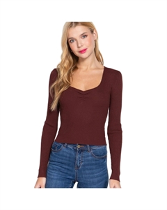 Свитер с гофрированным воротником-свитшотом, красно-коричневый Fashnzfab