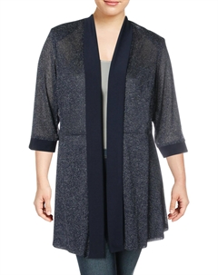 Плюс Женский металлический кардиган с рукавами 3/4, темно-синий R&m richards