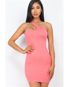 Женское облегающее мини-платье на одно плечо, цвет coral Fashnzfab