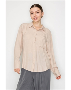 Женская льняная рубашка с воротником на пуговицах, бежевый Fashnzfab