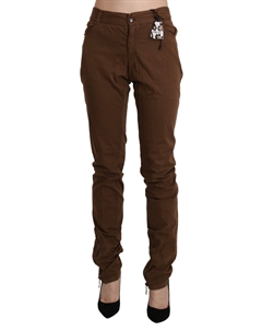 Узкие брюки с высокой талией, женские хлопковые брюки, коричневый Ermanno scervino