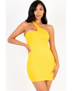 Женское облегающее мини-платье на одно плечо, цвет daffodil Fashnzfab
