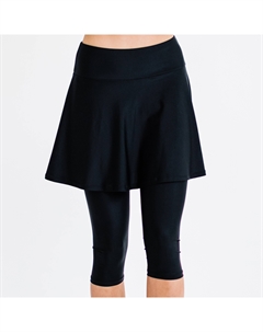 Женская расклешенная юбка-шорты с высокой талией и прикрепленными леггинсами-капри, черный Calypsa