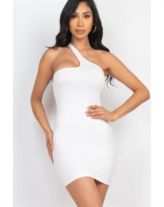 Женское облегающее мини-платье на одно плечо, белый Fashnzfab