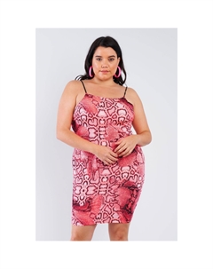 Мини-платье размера плюс с принтом змеи и открытой спиной, неоново-розовый Fashnzfab