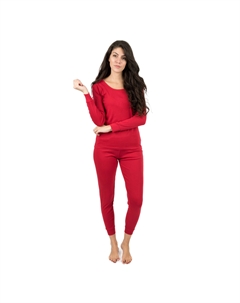 Женская пижама из двух частей из хлопка, классическая однотонная, красный Leveret