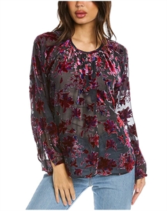 Блуза Yuni Burnout Silk-Blend от для женщин, размер XXS, фиолетовая Rag & bone