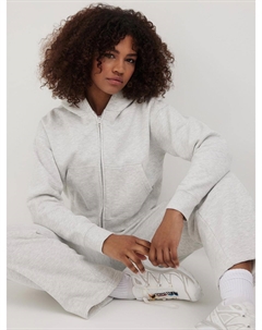 Женская укороченная толстовка с капюшоном Whitley Eco-Fleece на молнии, цвет light grey heather Bench