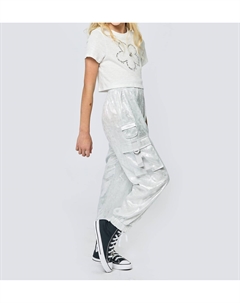 Женские брюки-джоггеры с металлическим карманом Cargo, серебристого цвета, серебряный Hannah banana