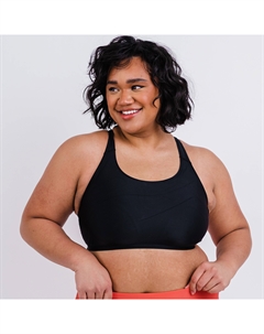 Женский бюстгальтер для плавания с вырезом-борцовкой, черный Calypsa