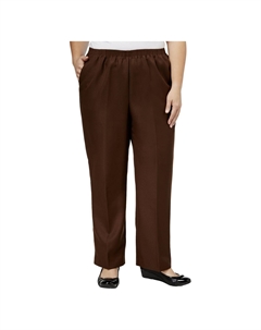 Женские эластичные брюки прямого покроя с эластичной резинкой на талии, коричневый Alfred dunner