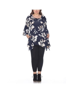 Блузка женская, темно-синий/бежевый White mark