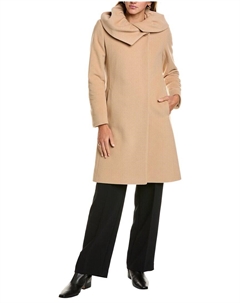 Пальто средней длины из смеси шерсти и кашемира, коричневый Cinzia rocca icons